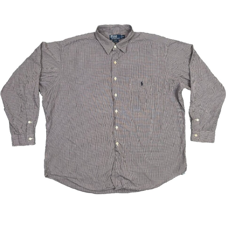 Polo Ralph Lauren Crane Shirt Mens 2XL XXL Gray Plaid Button Down Cotton Preppy